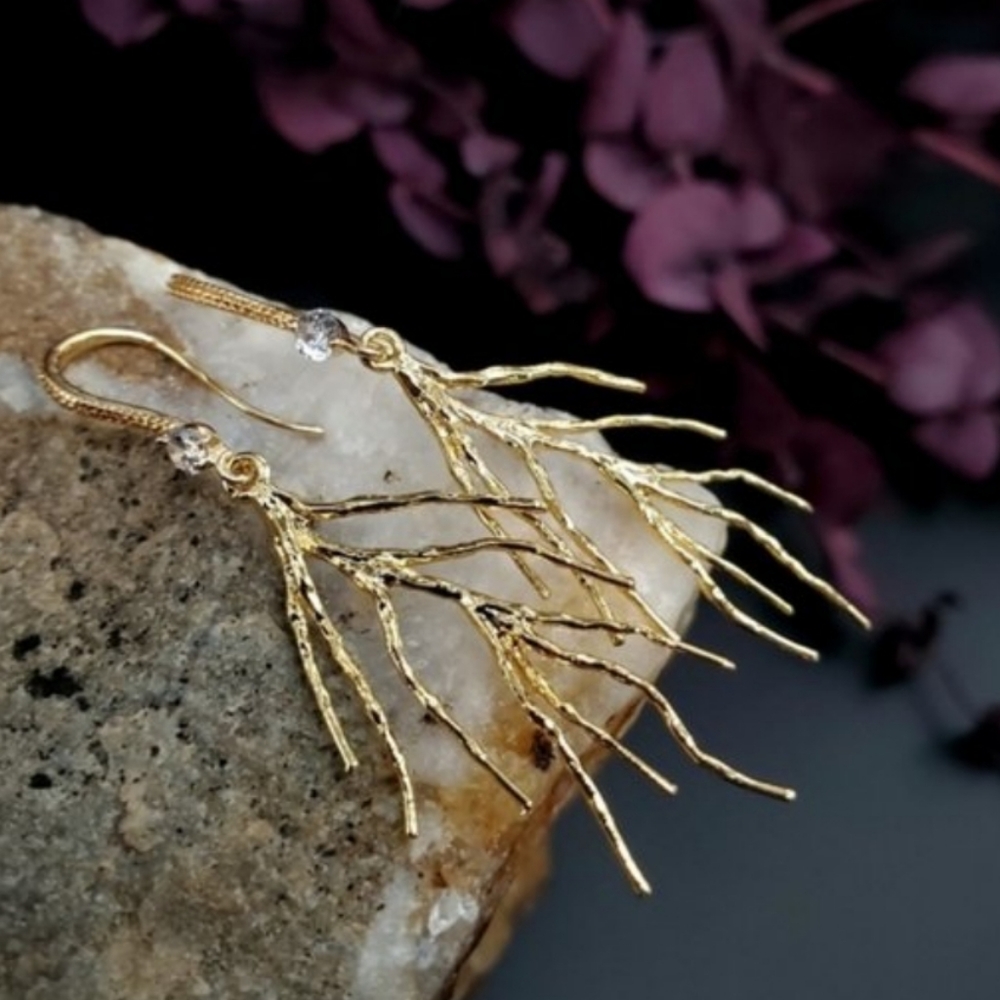 Designer Handcrafted Rhodium Earrings 18k Goldplated Delicate Earrings